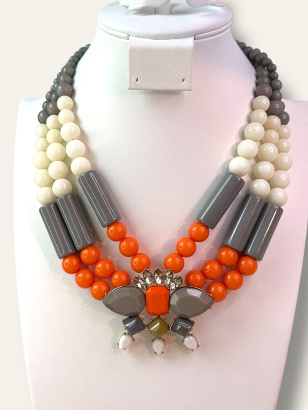 Multicolor Beaded Statement Necklace With Bold Pendant & Adjustable Chain - Oran